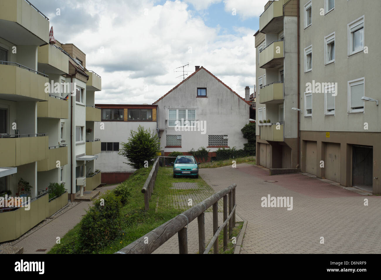 Pirmasens, Germany, the car is parked on a backyard Stock Photo