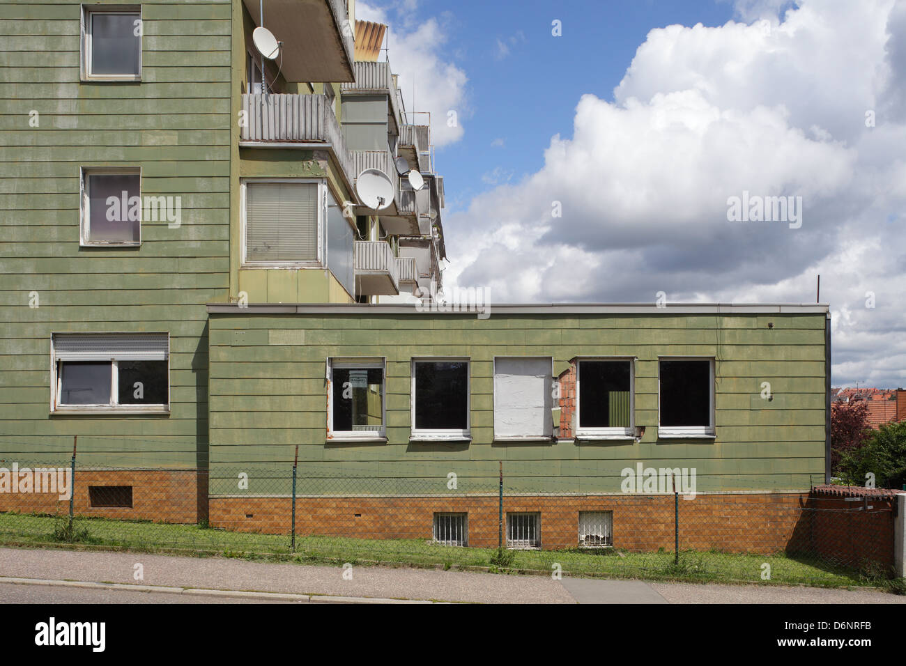 Pirmasens, Germany, broken facade of an apartment building in Pirmasens