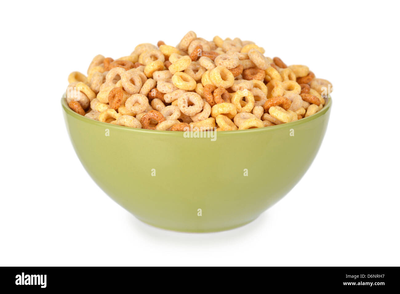 Bowl of Cheerios Cereal, Cold Breakfast Cereal Stock Photo