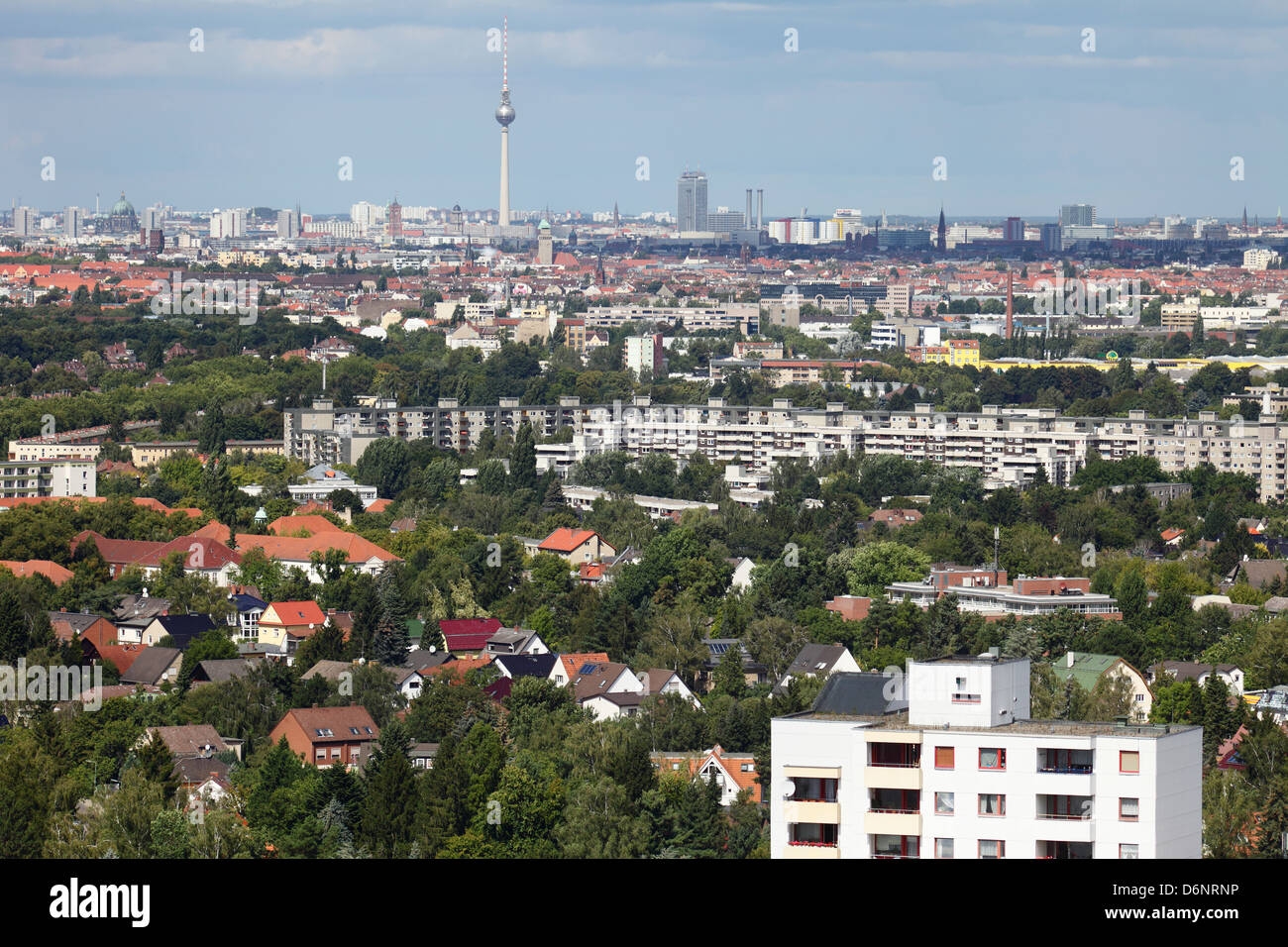 Berlin, Germany, Gropius City, the south of Berlin and the skyline of Berlin Mitte Stock Photo