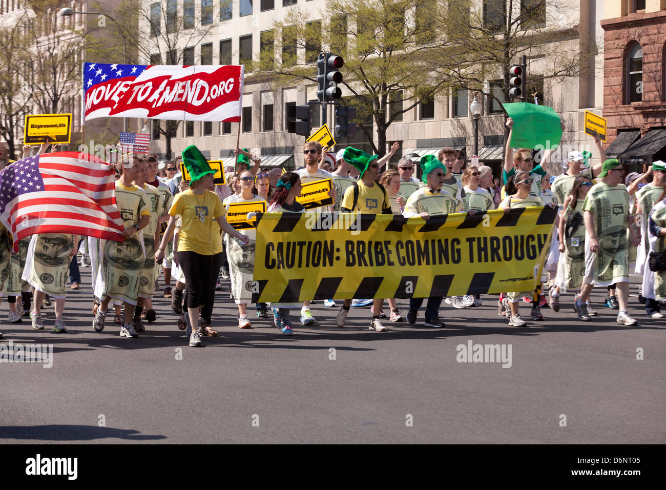 Represent Us supporters rally against political corruption in the US Government, Washington DC Stock Photo