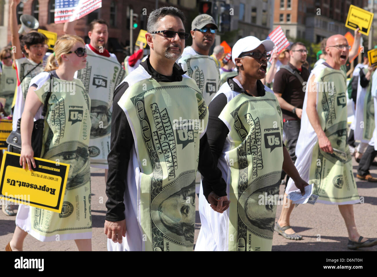Represent Us supporters rally against political corruption in the US Government, Washington DC Stock Photo
