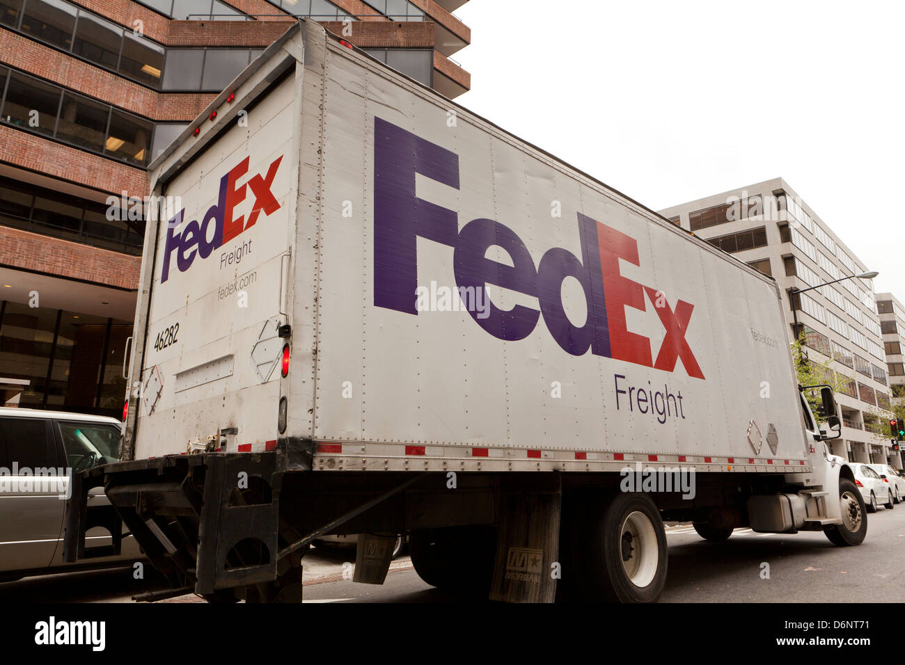 FedEx Freight truck in city street USA Stock Photo Alamy