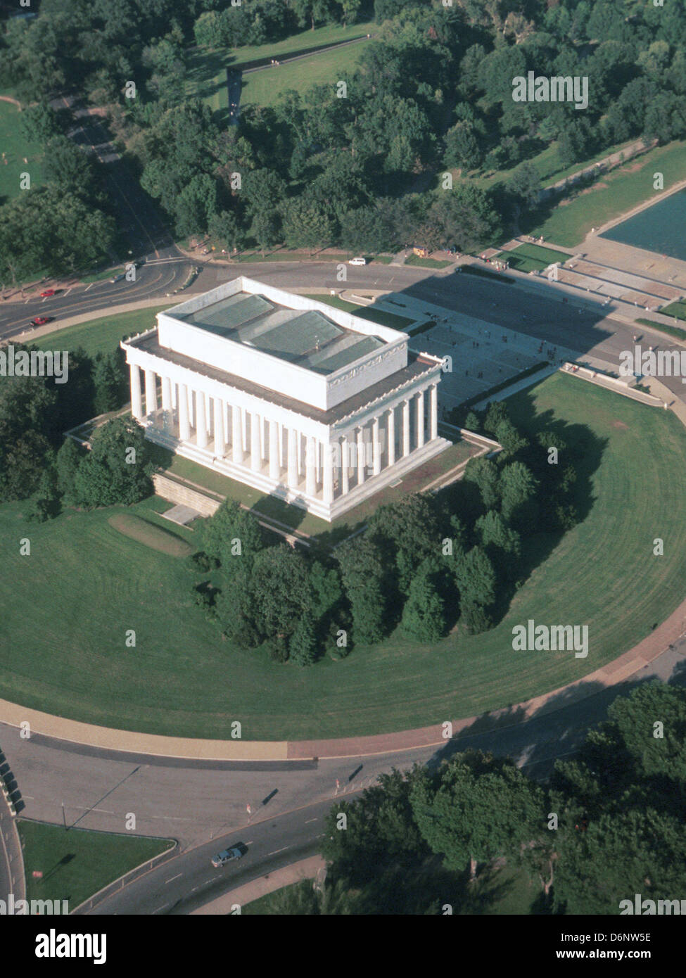 Aerial Lincoln memorial an American national monument built to honor 16th President United States Abraham Lincoln Washington DC, Stock Photo