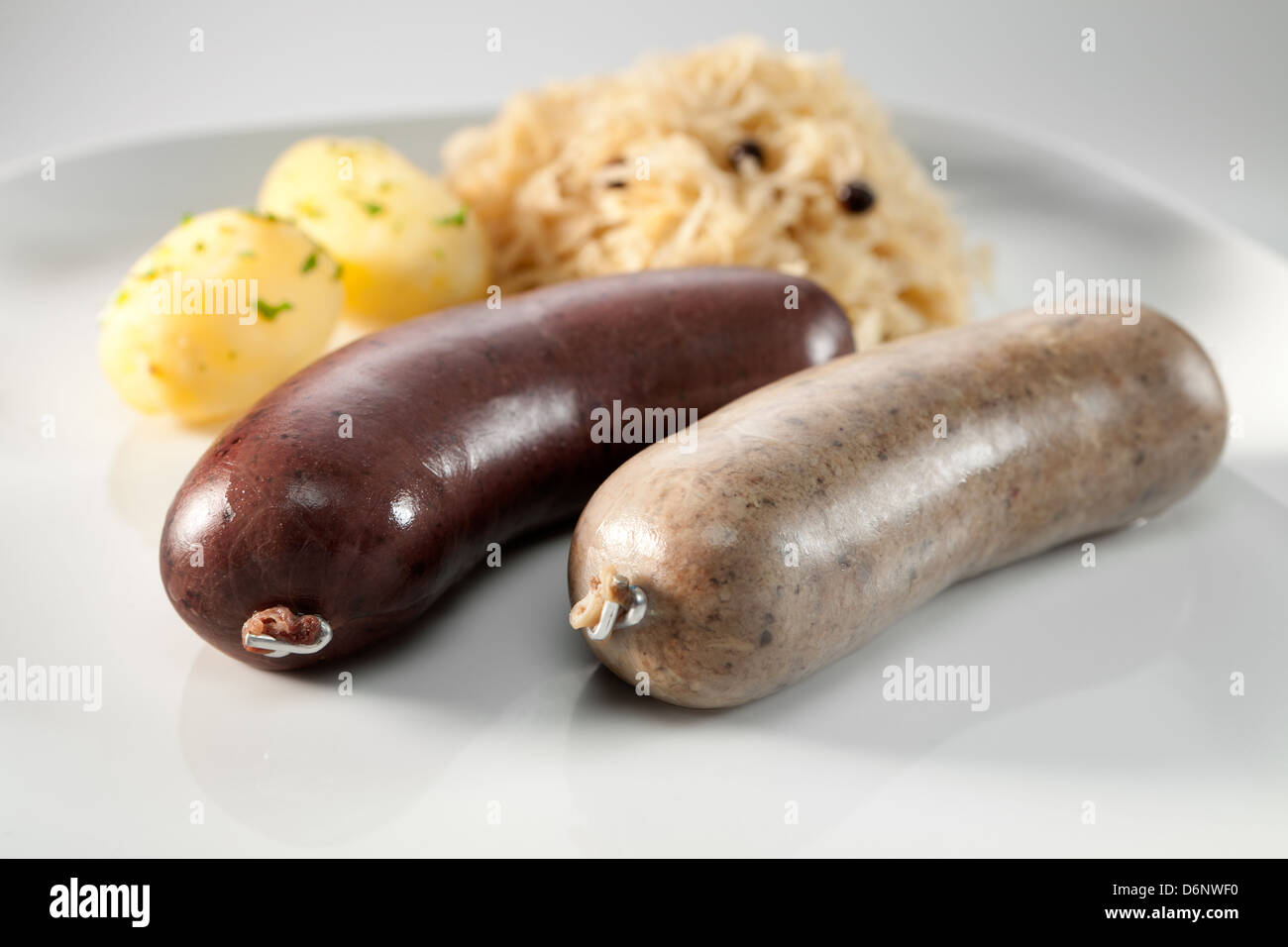 Riedlingen, Germany, blood and liver sausage with sauerkraut and
