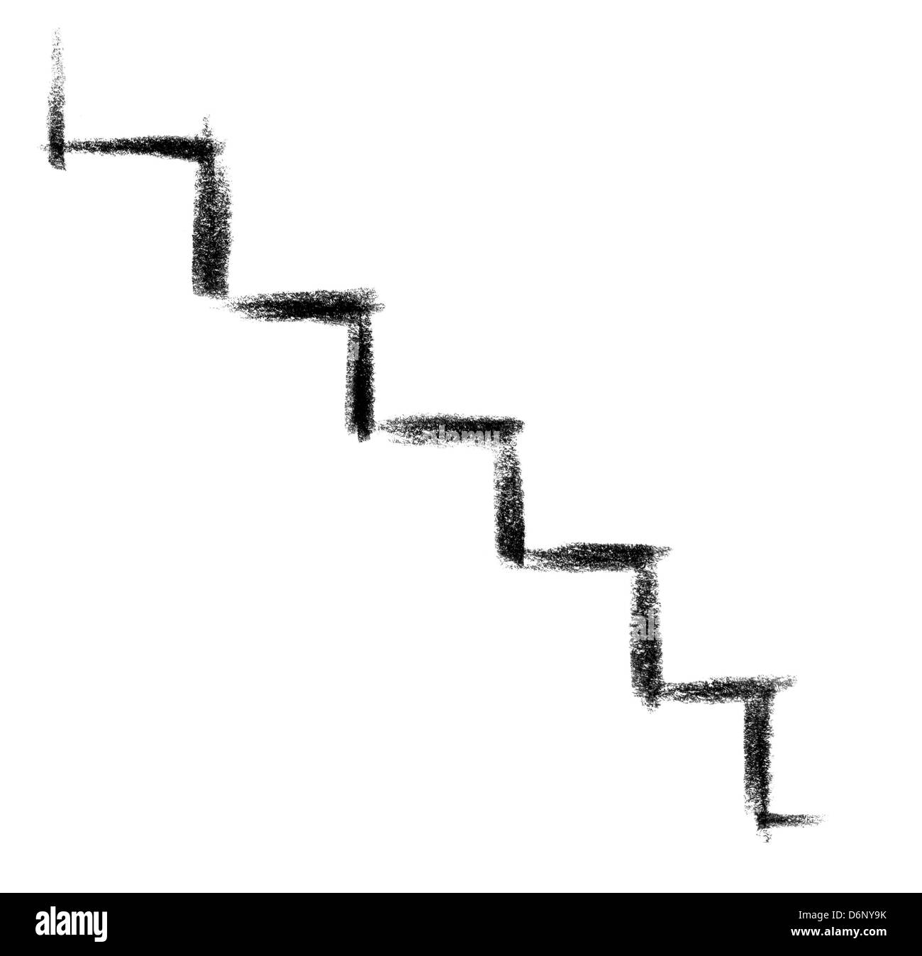 crayon-sketched illustration of a symbolic staircase Stock Photo