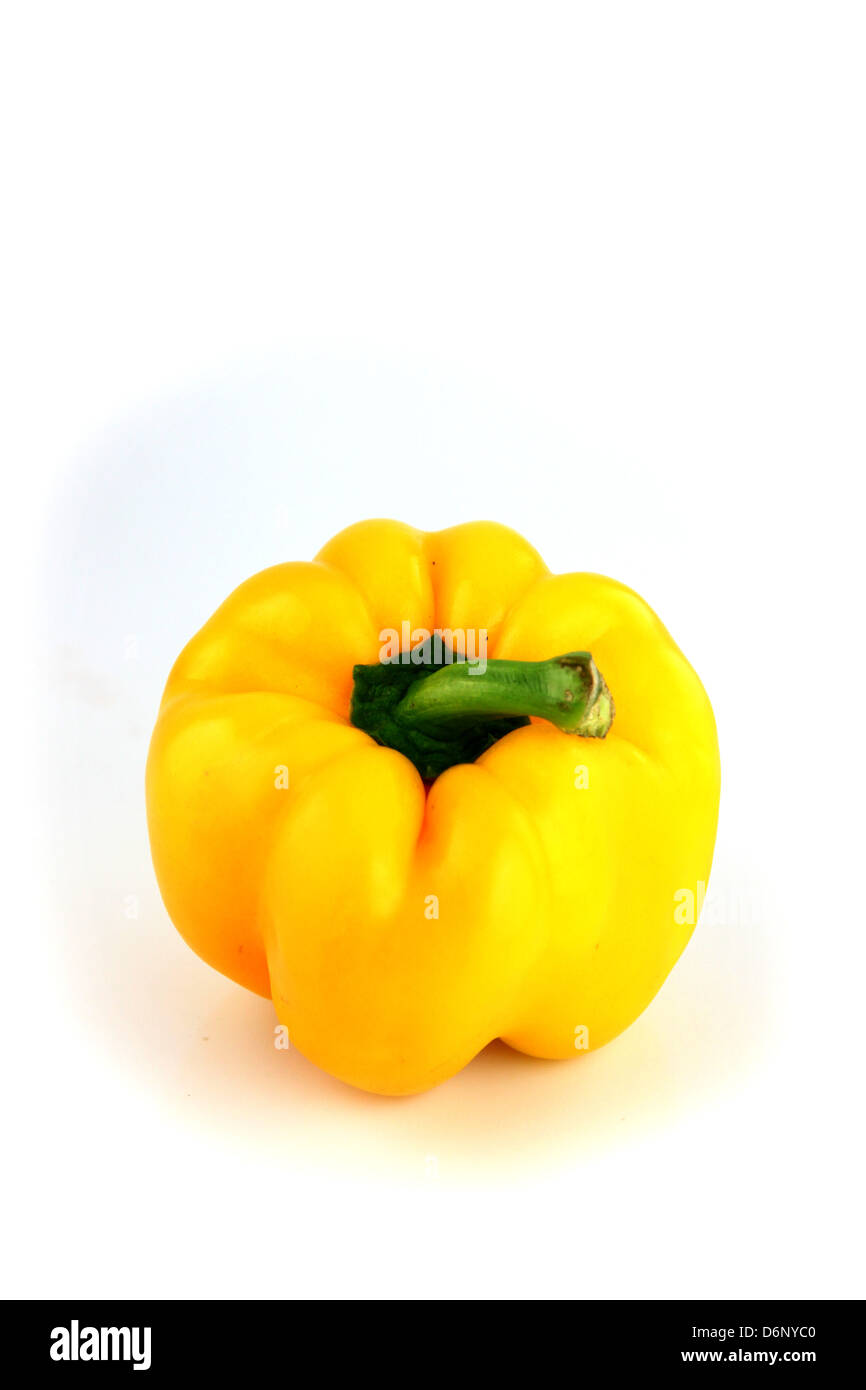 Focus The Yellow Bell peppers on white Background Stock Photo - Alamy