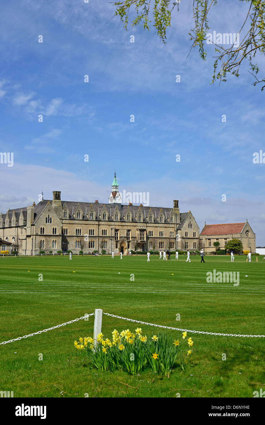 Cricket match at St James Senior Boys' School, Church Road, Ashford