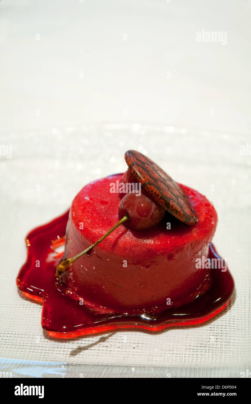 Dessert: red fruits sorbet. Close view. Stock Photo