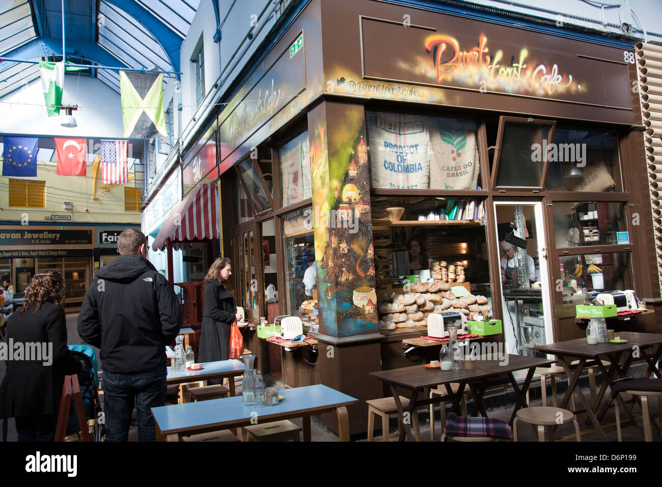 Burnt Toast cafe at Brixton market Village in Brixton London UK Stock