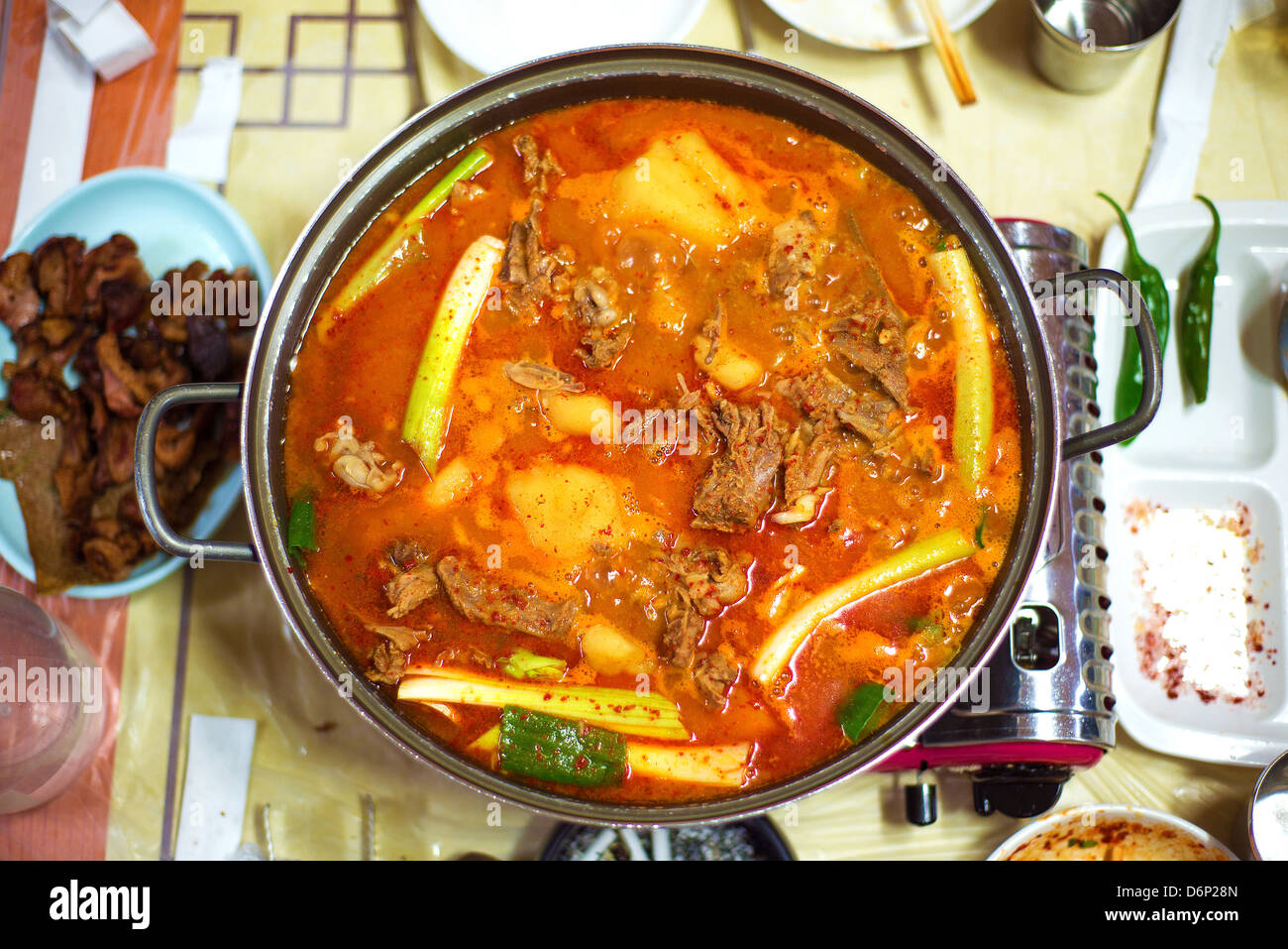 Korean kimchi duck stew in seoul restaurant Stock Photo Alamy