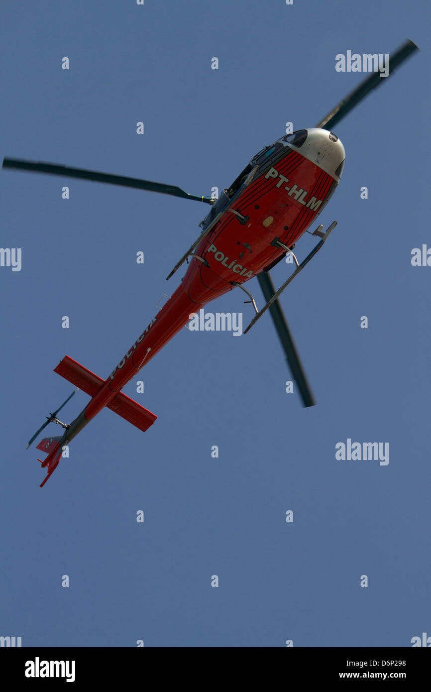 Red Bottom Helicopter Stock Photo