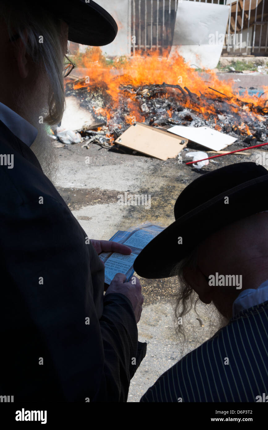 JERUSALEM, ISRAEL - March 25: Burning of the bread towards the Passover Jewish festival on March 25, 2013 in Jerusalem, Israel. Stock Photo