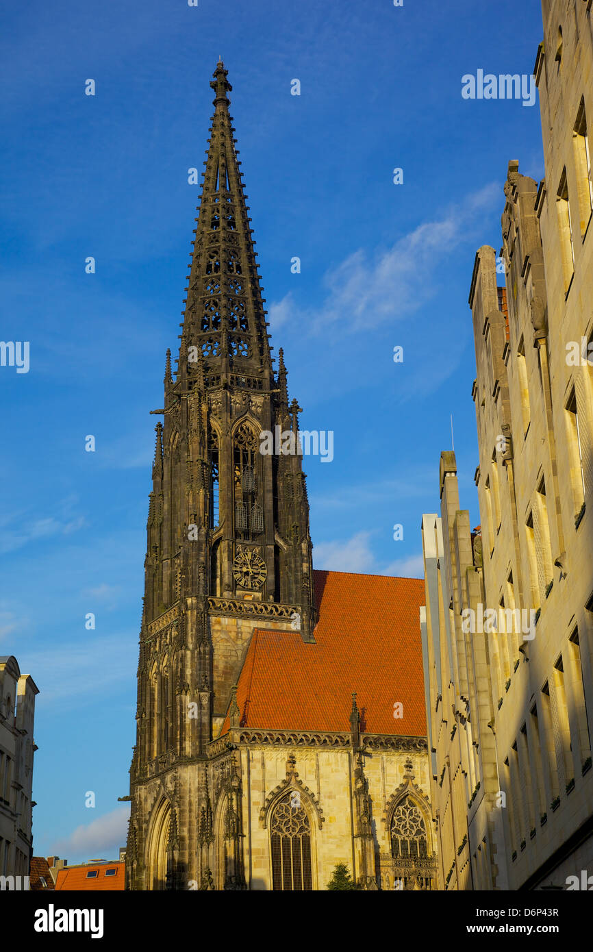 St. Lambert's Church on Prinzipalmarkt, Munster, North Rhine-Westphalia, Germany, Europe Stock Photo