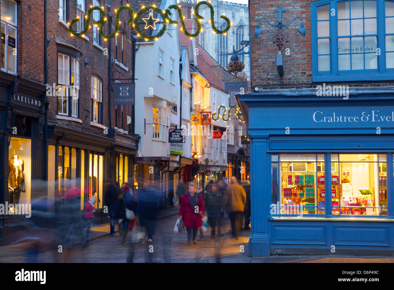 St. Helen's Square at Christmas at dusk, York, Yorkshire, England, United Kingdom, Europe Stock Photo