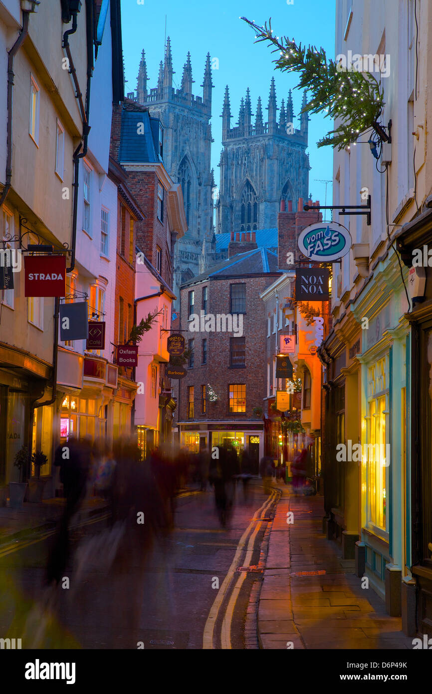 Colliergate and York Minster at Christmas, York, Yorkshire, England, United Kingdom, Europe Stock Photo