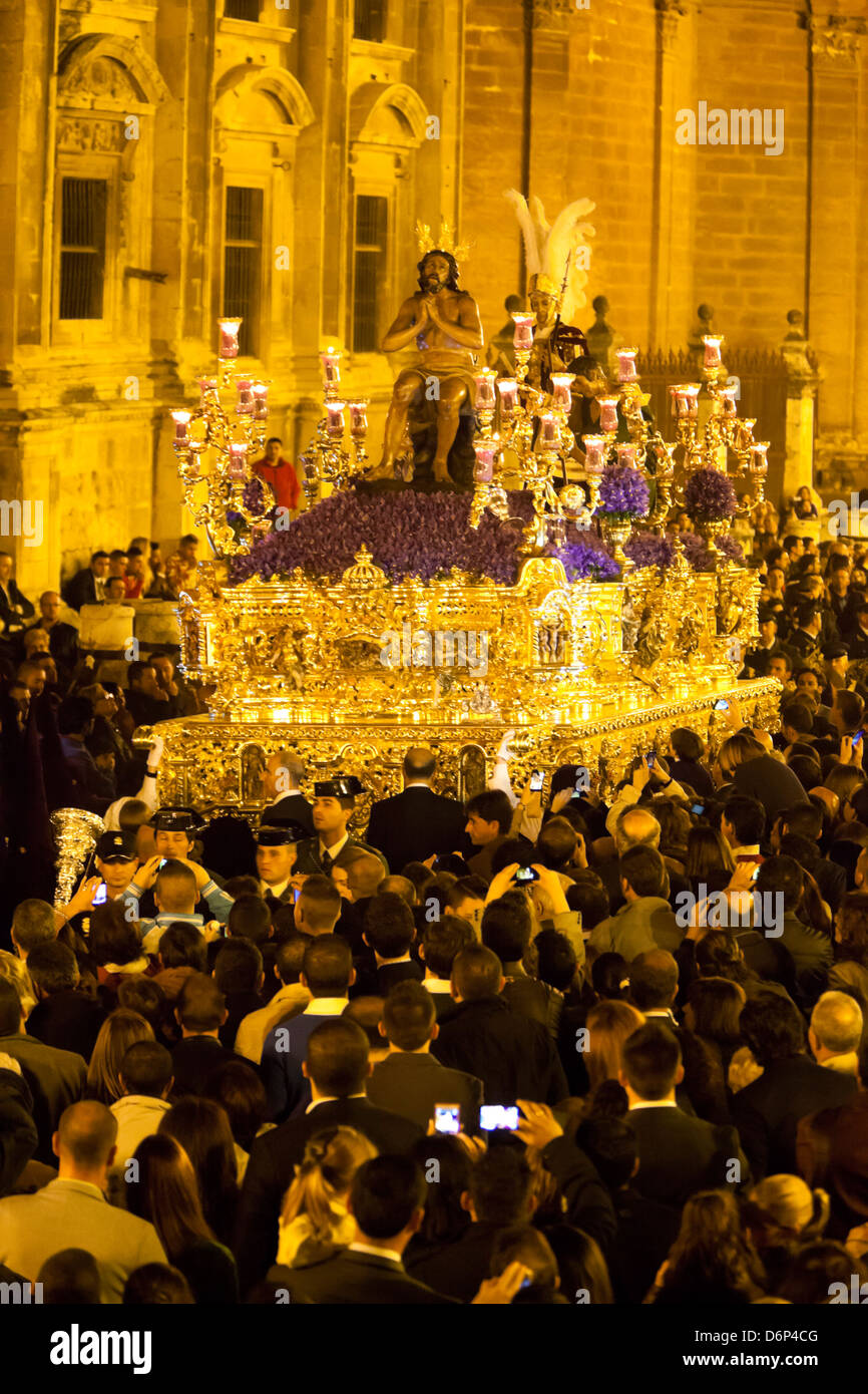 Semana Santa (Holy Week) float (pasos) with image of Christ outside the