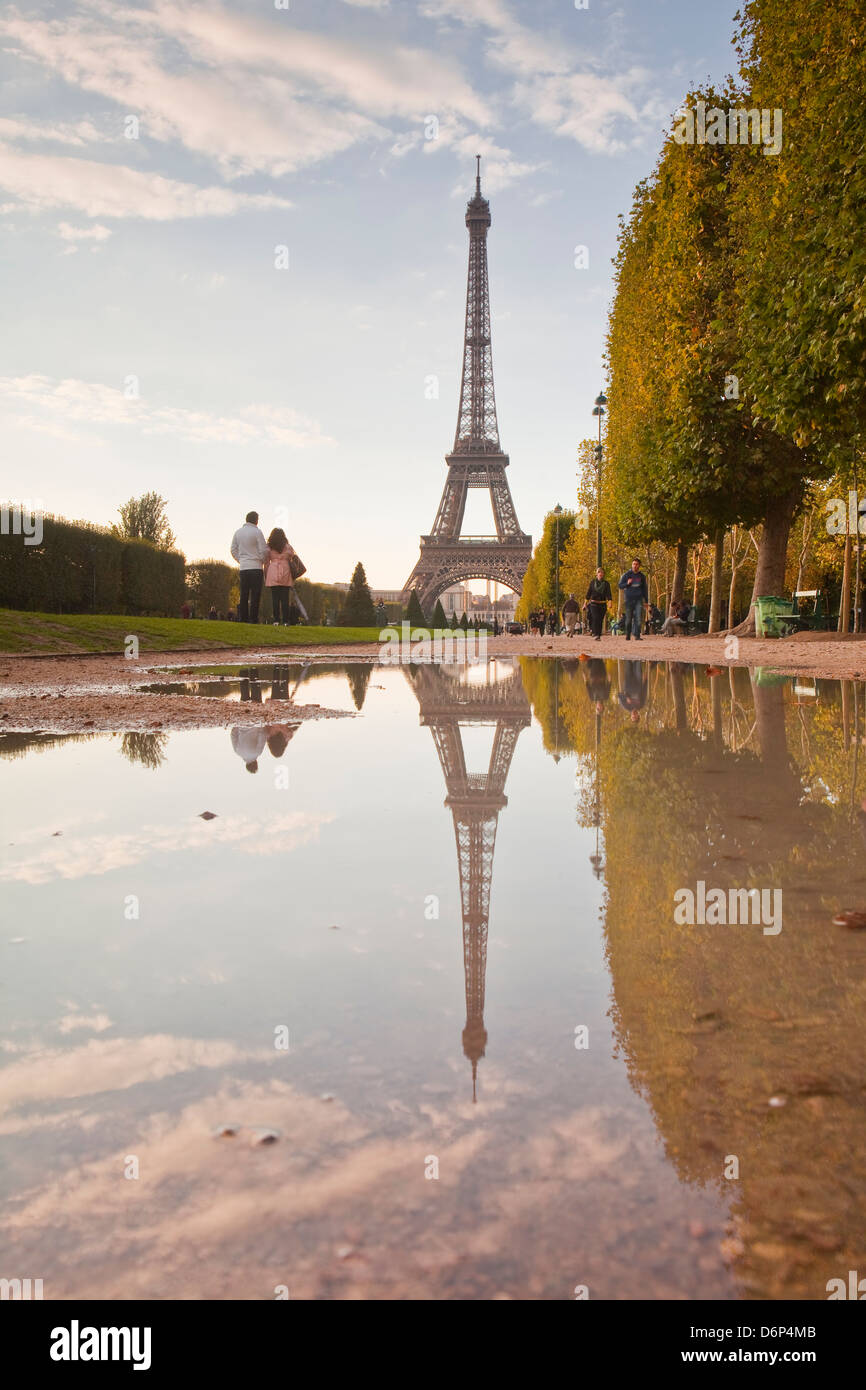 The Eiffel Tower from Champ de Mars, Paris, France, Europe Stock Photo