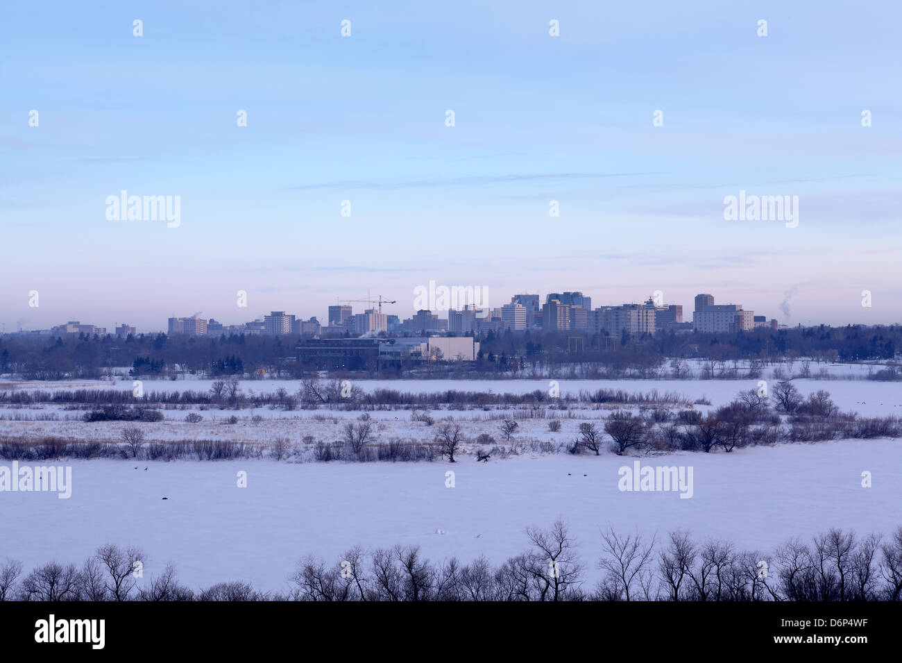 Skyline of Regina at dawn in spring time. Stock Photo