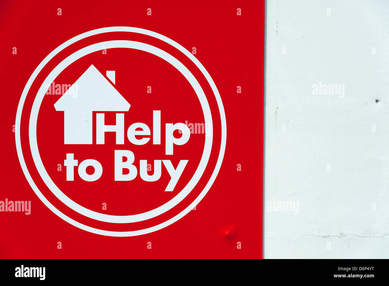 Help to buy scheme sign at new housing development at Great Kneighton Trumpington Cambridge UK Stock Photo