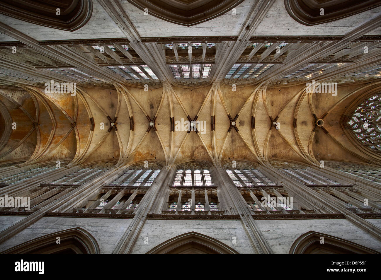 The vaulted ceiling of Vendome Abbey, Loire-et-Cher, Centre, France, Europe Stock Photo