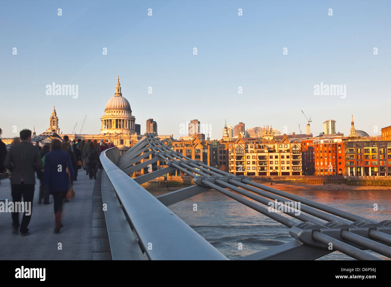 S. Paul's Cathedral and the Millennium Bridge, London, England, United Kingdom, Europe Stock Photo