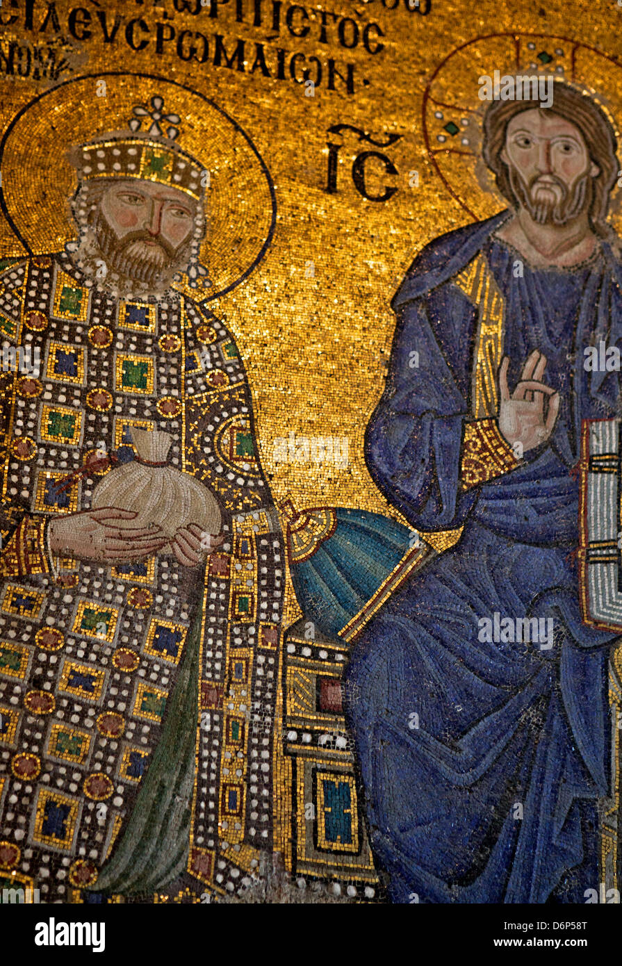 Mosaic of Emperor Constantine IX Monomachos, Hagia Sophia, UNESCO World Heritage Site, Istanbul, Turkey, Europe, Eurasia Stock Photo
