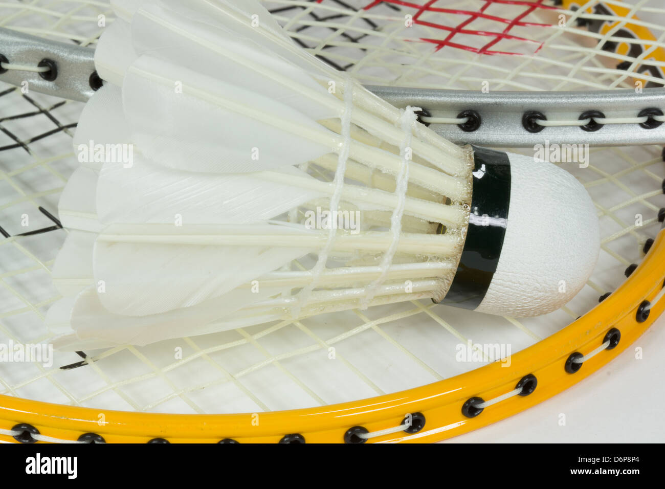 Badminton racket with shuttlecocks Stock Photo