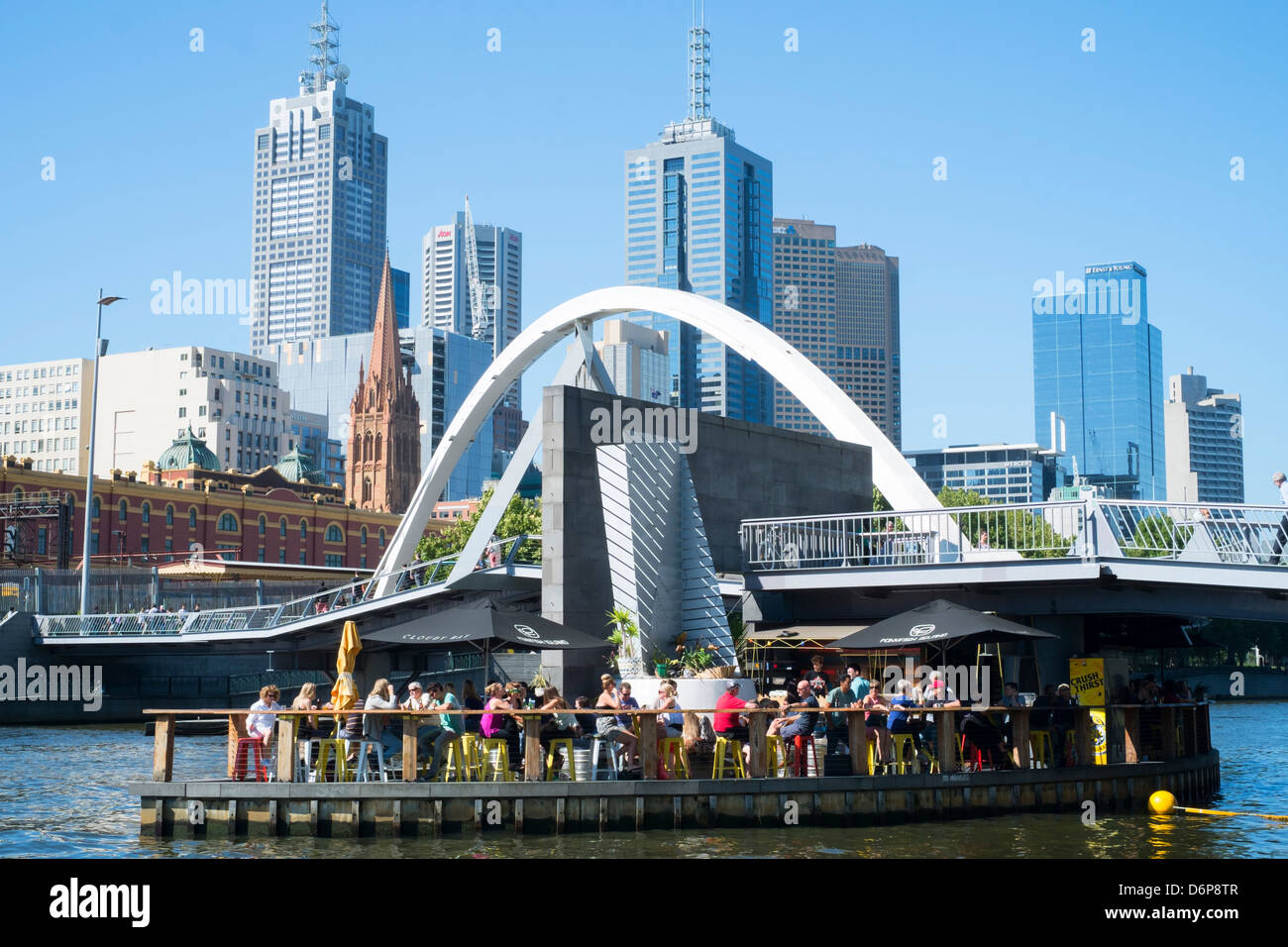 Bar located ion Ponyfish Island on Yarra River in central Melbourne Australia Stock Photo
