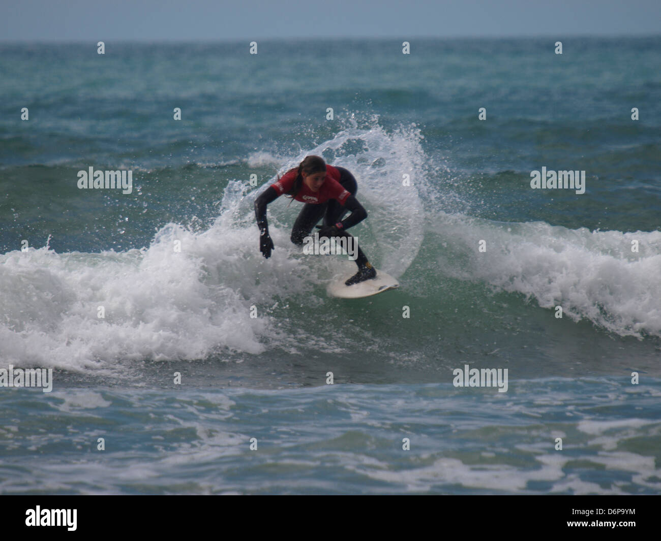 Calypso British Schools Surf Championship, Widemouth Bay, Cornwall, UK 2013 Stock Photo