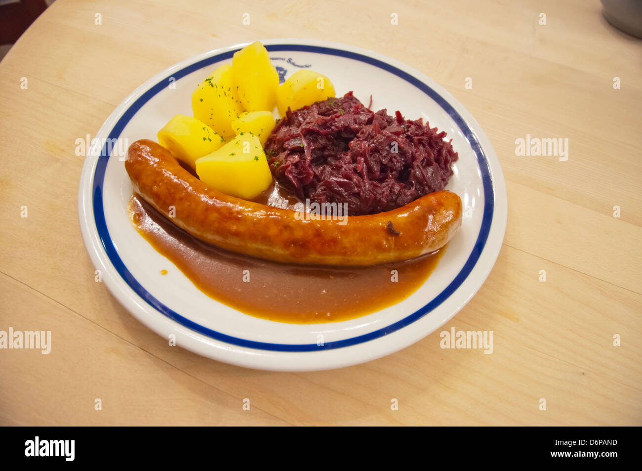 Bratwurst potatoes sauerkraut im goldenen hires stock photography and