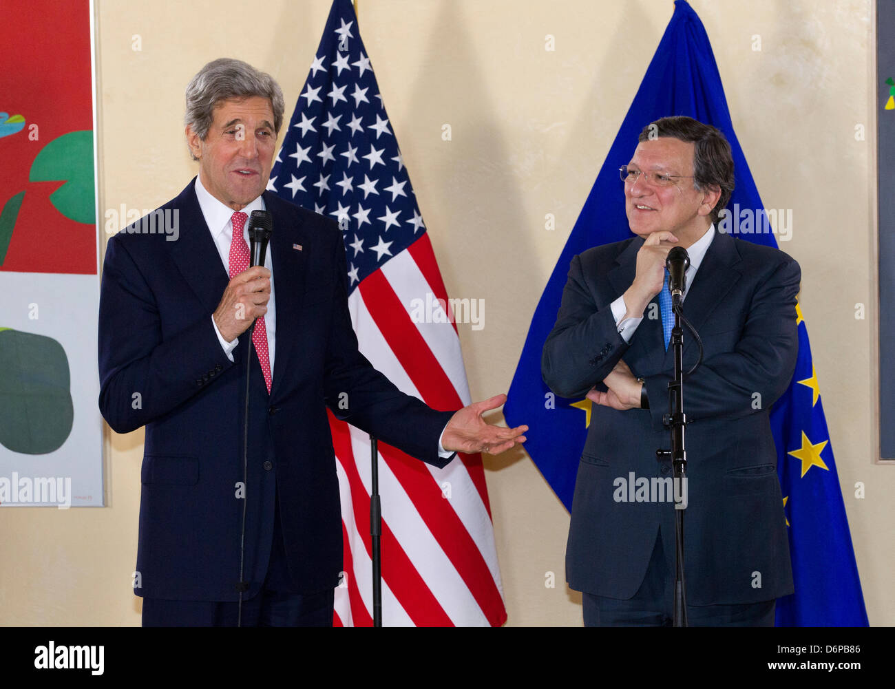 John Kerry United States Secretary of State with the President of the European Commission Jose Manuel Barroso Stock Photo