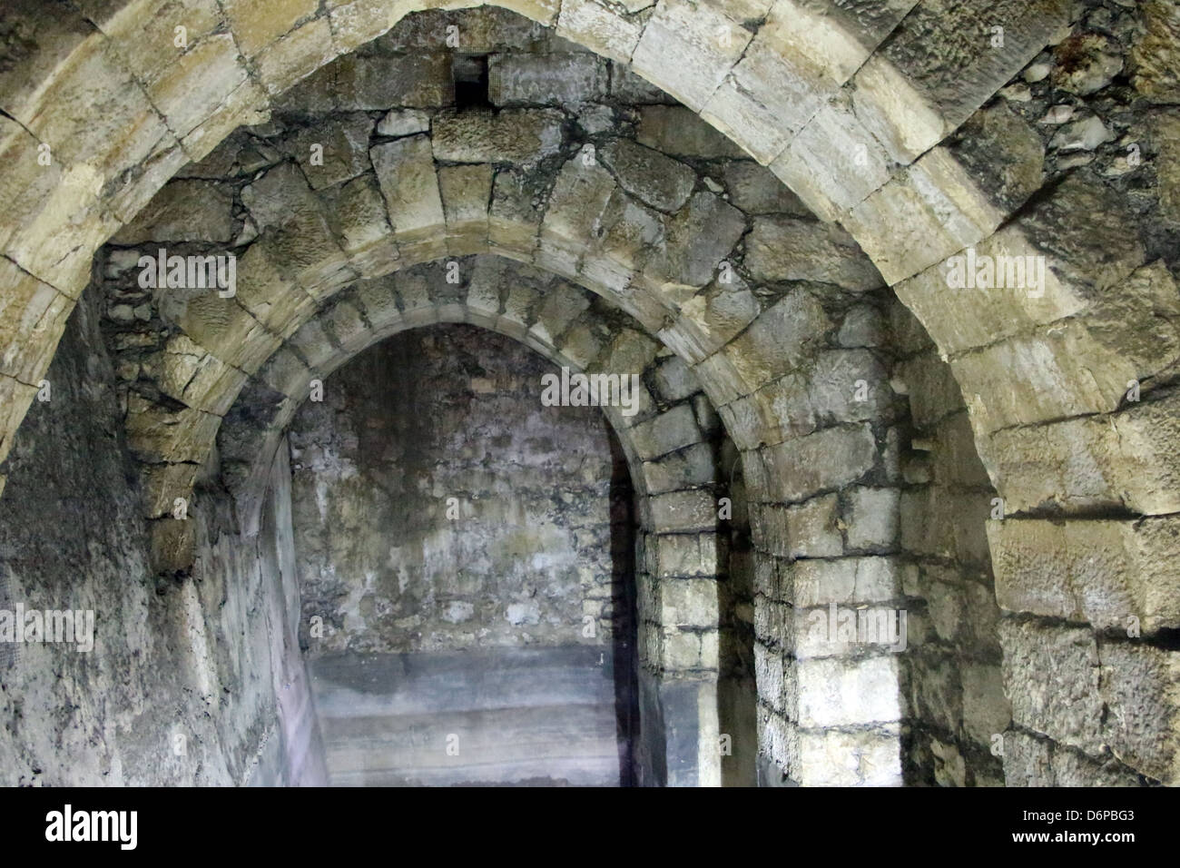 Ancient Cells at St. Anne Church in Jerusalem Stock Photo