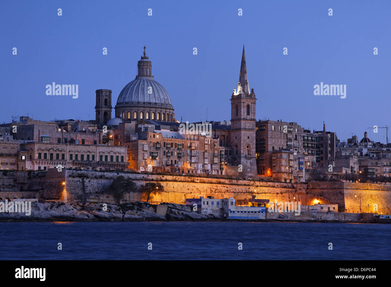 Malta, Valletta, UNESCO, tower of St. Paul's Anglican Cathedral and ...