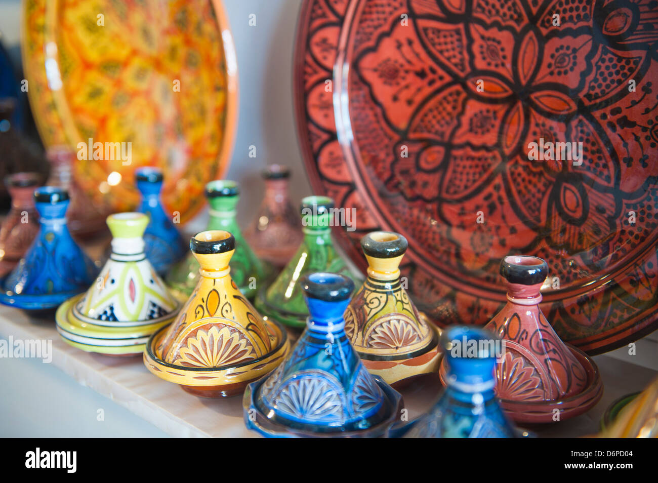 Ceramics for sale, Essaouira, formerly Mogador, Morocco, North Africa, Africa Stock Photo