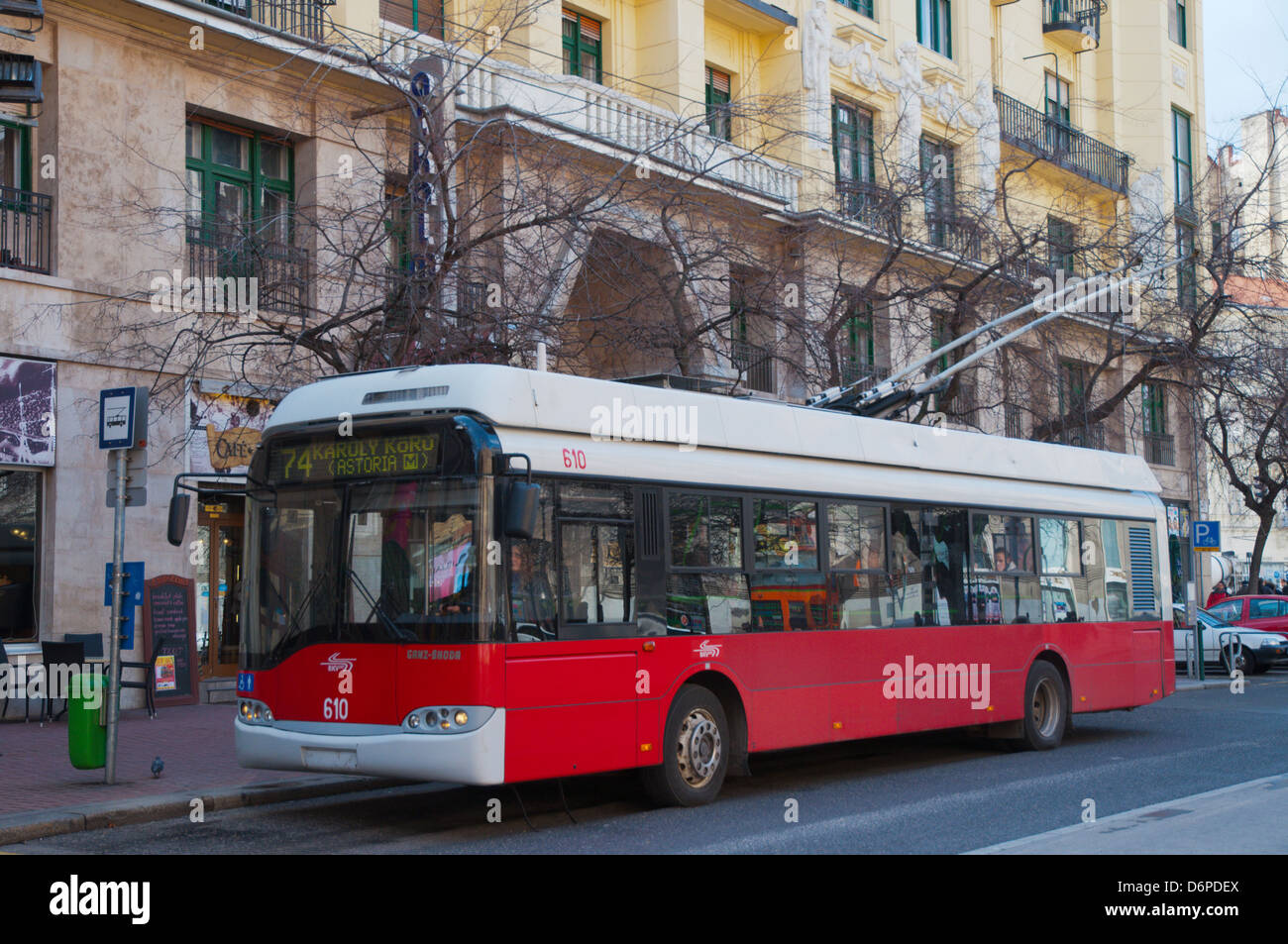 Trolley bus number 74 Dohany Utca street Budapest Hungary Europe Stock