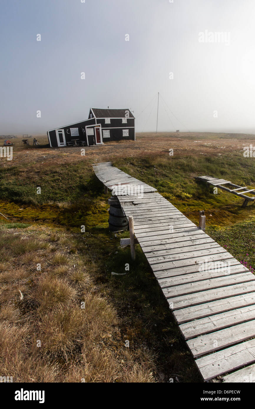 Radio and Meteorology station, Myggebukta (Mosquito Bay), Christian X's Land, Northeast Greenland, Polar Regions Stock Photo