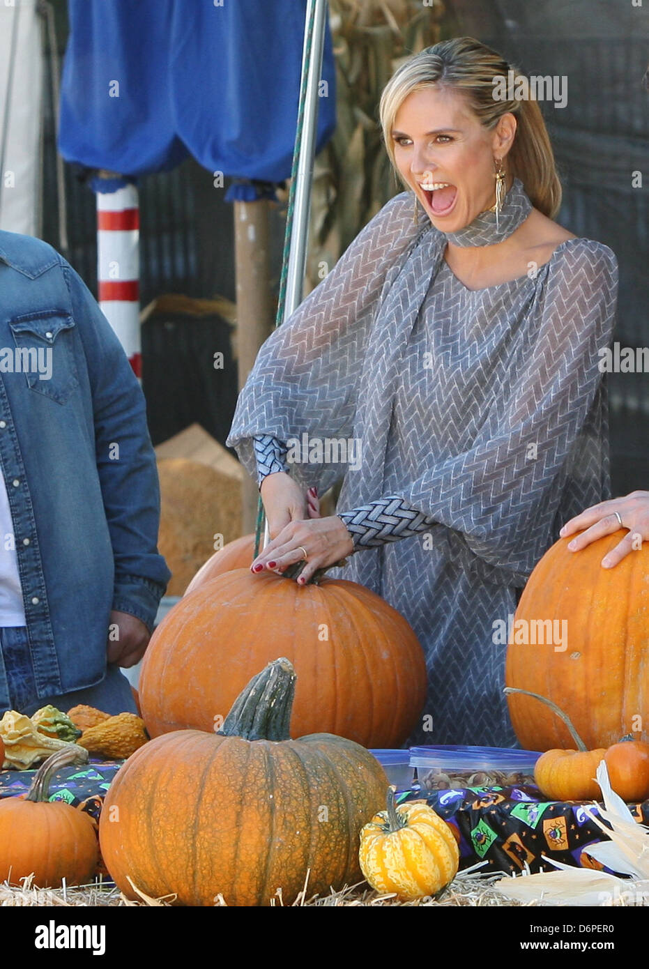 Heidi Klum at Mr Bones Pumpkin Patch in west Hollywood, filming a