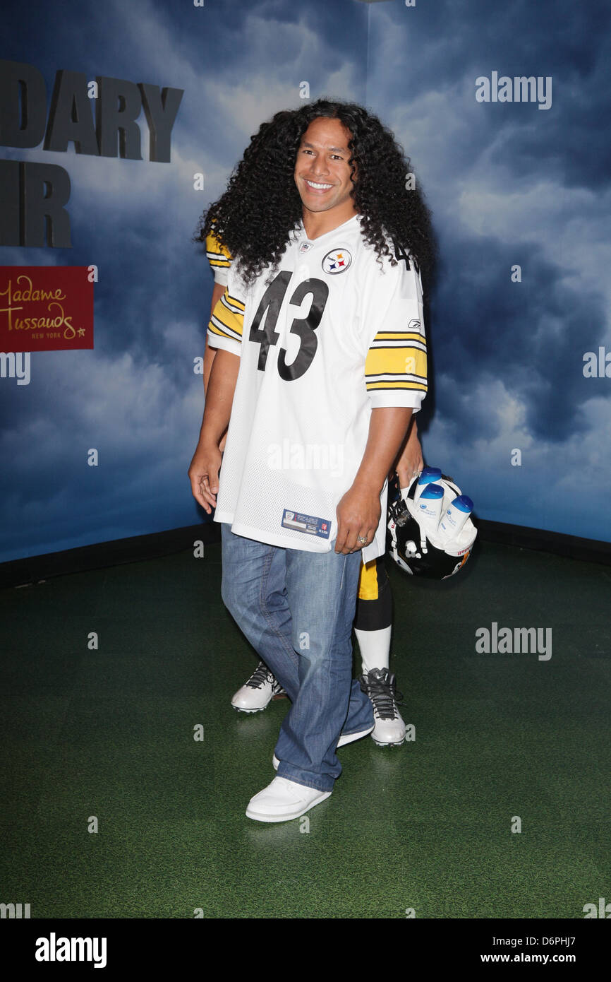 Pittsburgh Steelers football star Troy Polamalu attends his wax