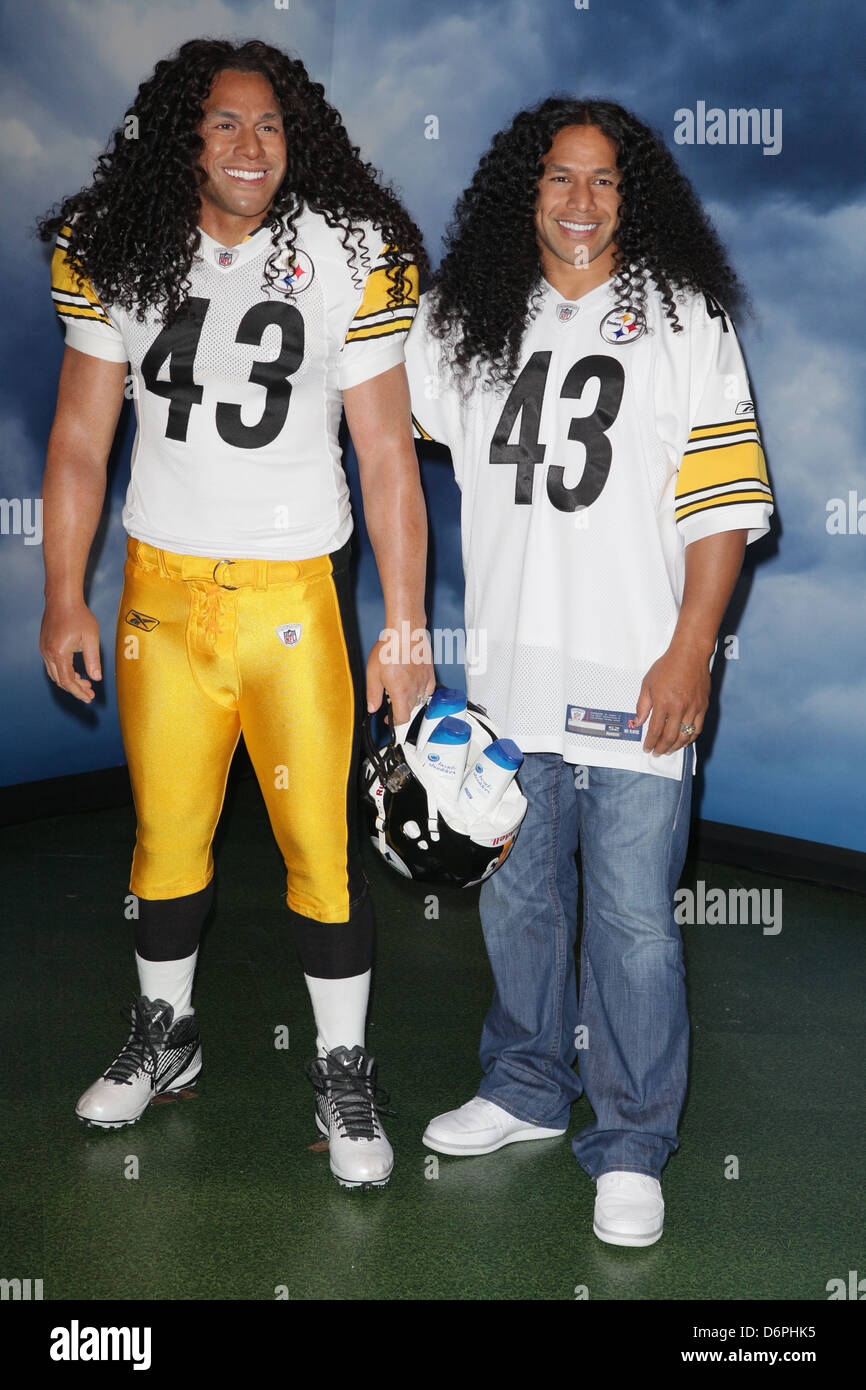 Pittsburgh Steelers football star Troy Polamalu attends his wax figure