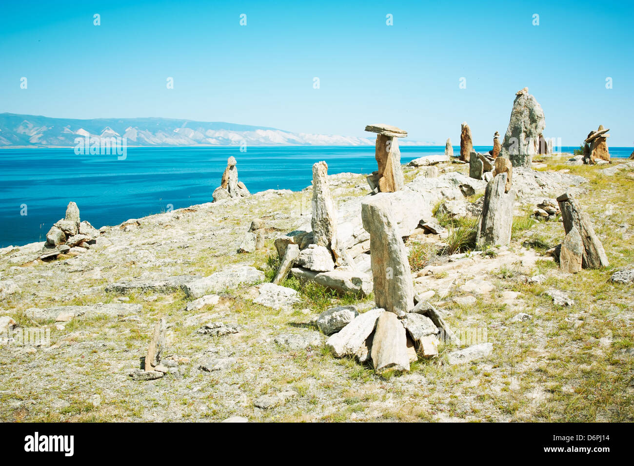 Landscape from stones lake Baikal Stock Photo