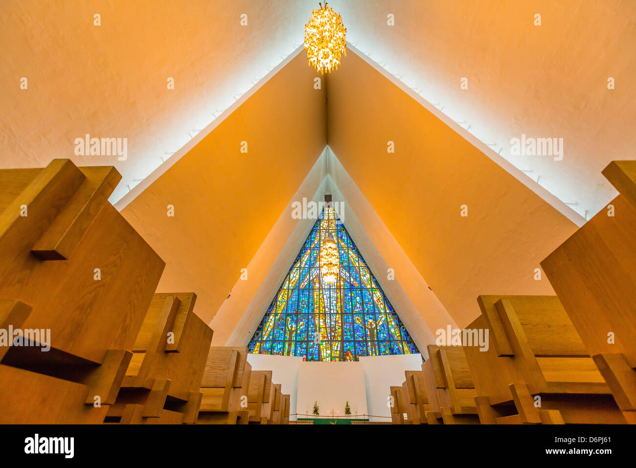 The Arctic Cathedral (Tromsdalen Church) (Tromsoysund Church), Tromso, Norway, Scandinavia, Europe Stock Photo