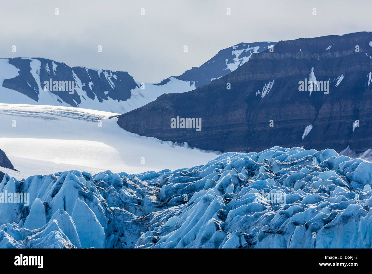 Tidewater glacier, Hornsund, Spitsbergen, Svalbard Archipelago, Norway, Scandinavia, Europe Stock Photo