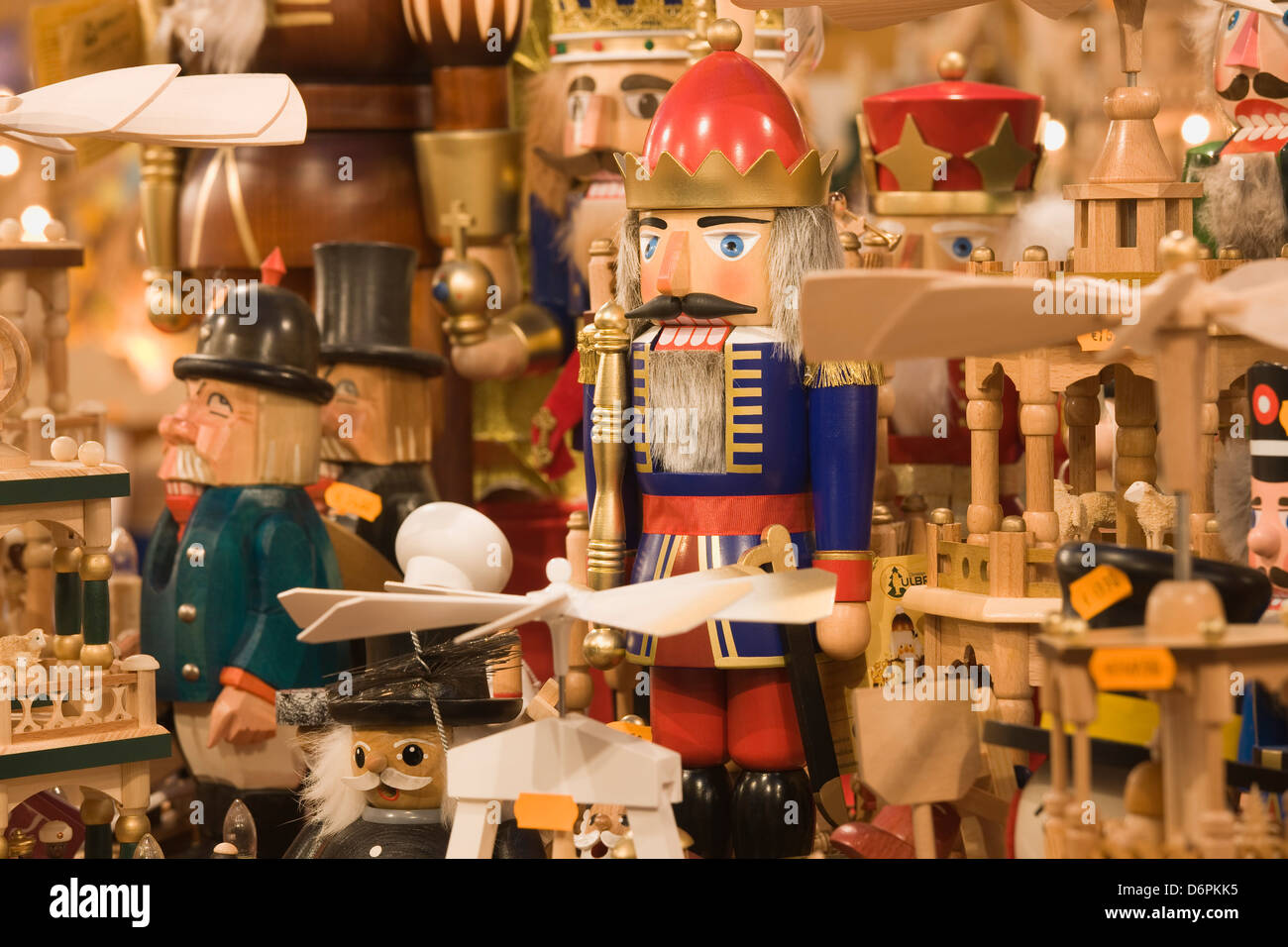 Wooden Christmas ornaments for sale at the Dresden Striezelmarkt