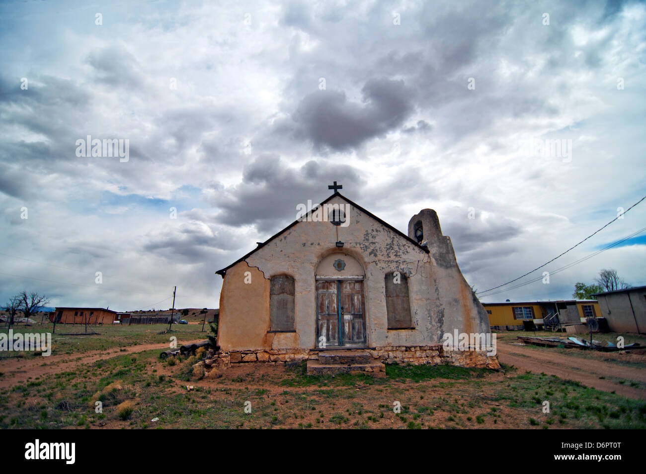 Abandoned Catholic church in a village, Santo Domingo Pueblo, New Mexico, USA Stock Photo Alamy