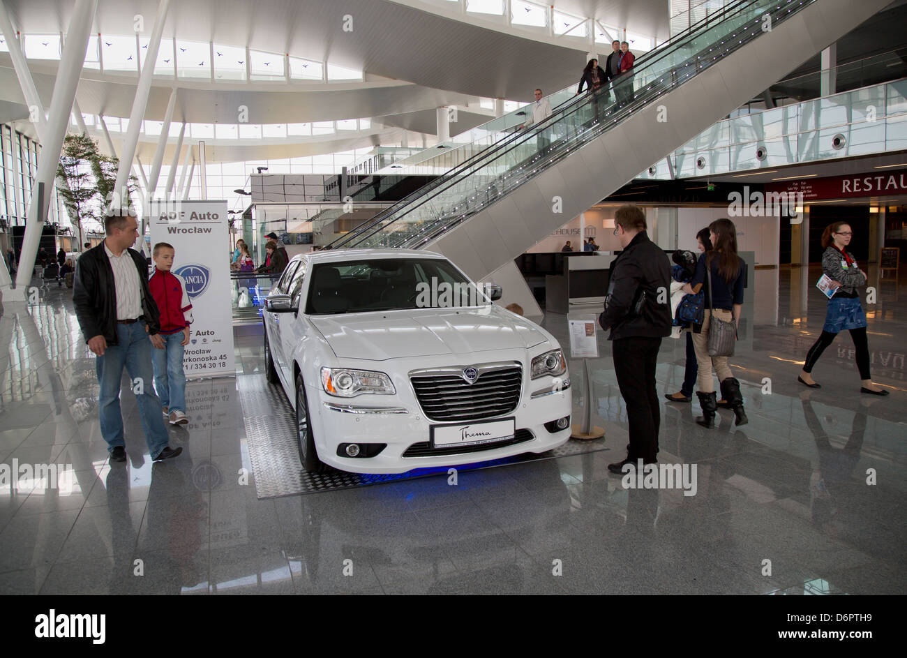 Wroclaw, Poland, Lancia Thema 3.6 V6 Pentastar Platinum issued in the new Copernicus Airport Wroclaw Stock Photo