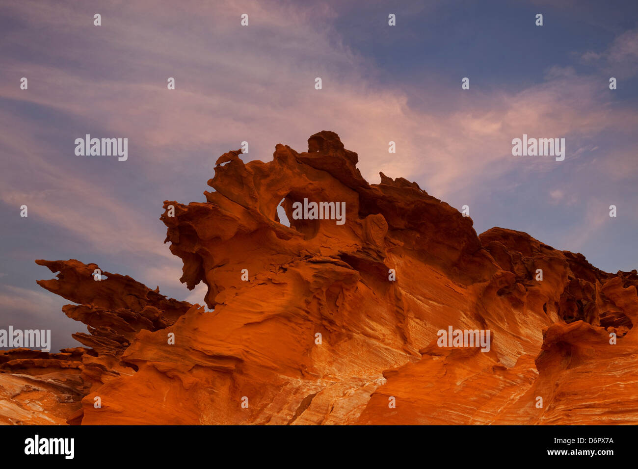 USA, Nevada, Devils Fire, Strange eroded sandstone rock formations Stock Photo