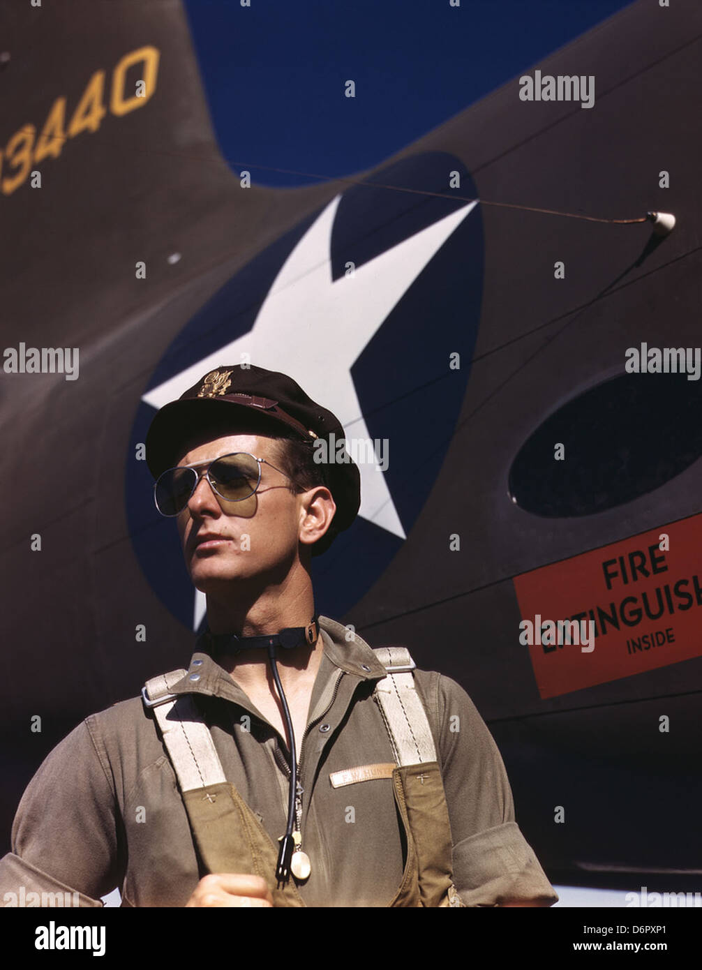 Lt. F.W. 'Mike' Hunter, U.S. Army pilot, by Alfred Palmer, 1942 Stock Photo