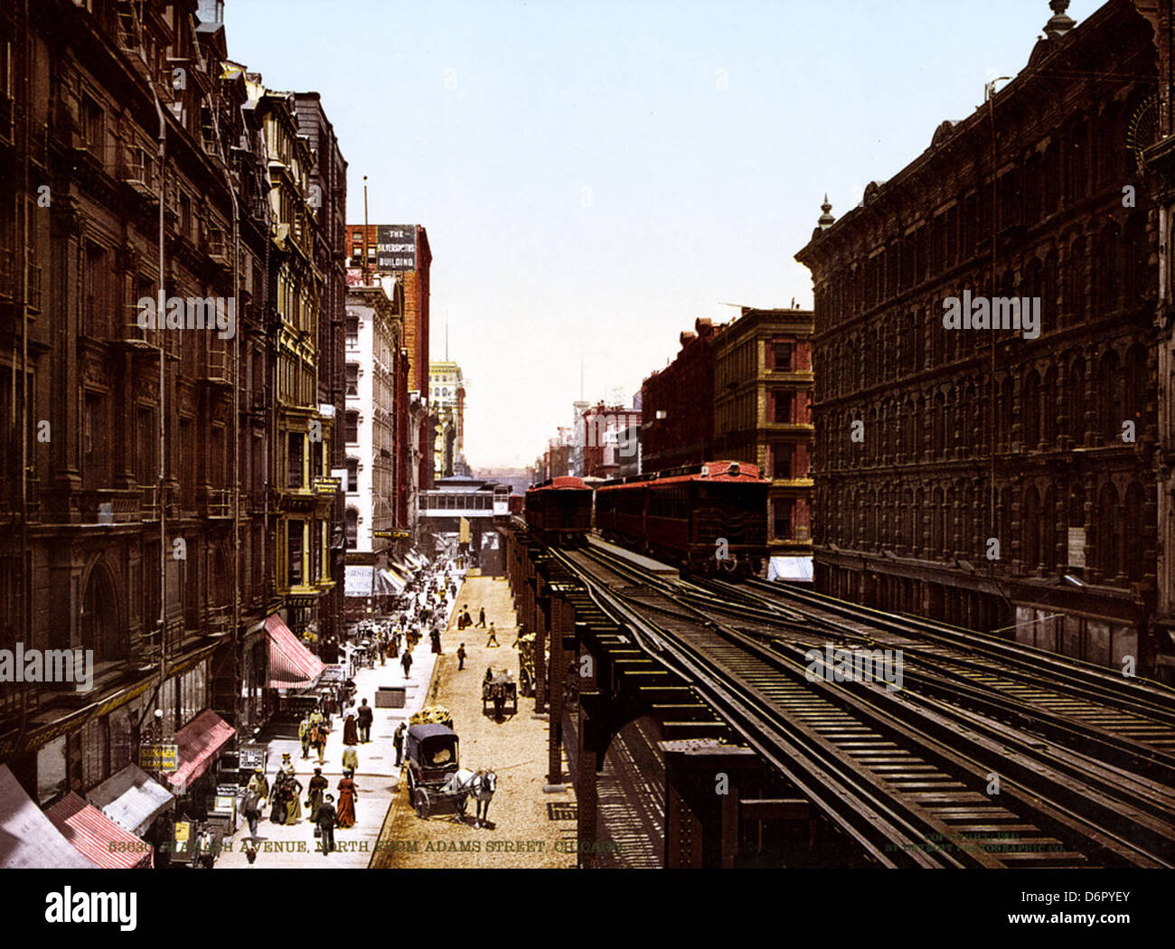 Wabash Ave north from Adams Street, Chicago, Illinois, 1900 Stock Photo