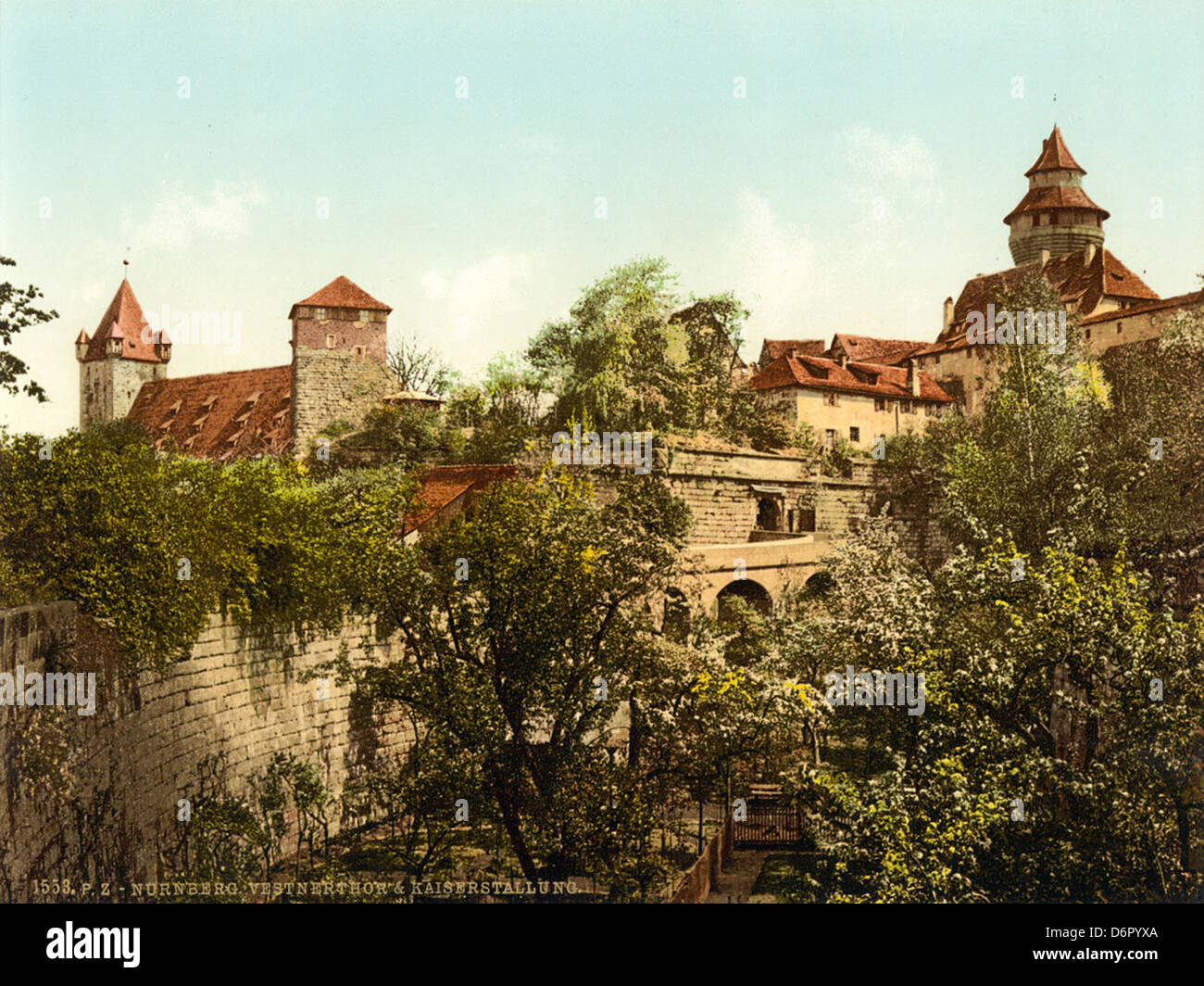 Vestner gate & Imperial stables, Nuremberg, Bavaria, ca. 1895 Stock Photo